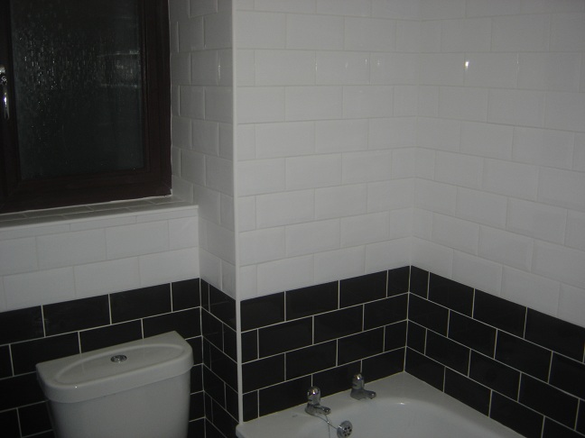 Bathroom Walls in Two-Tone Brick-Bond Setting